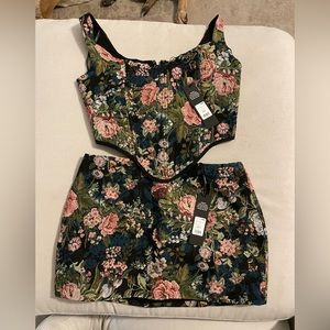 NWT floral corset and skirt set